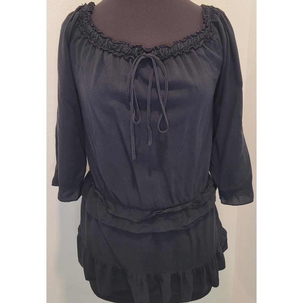 Off Shoulder Ruffle Blouse Black Goth Fairycore EUC